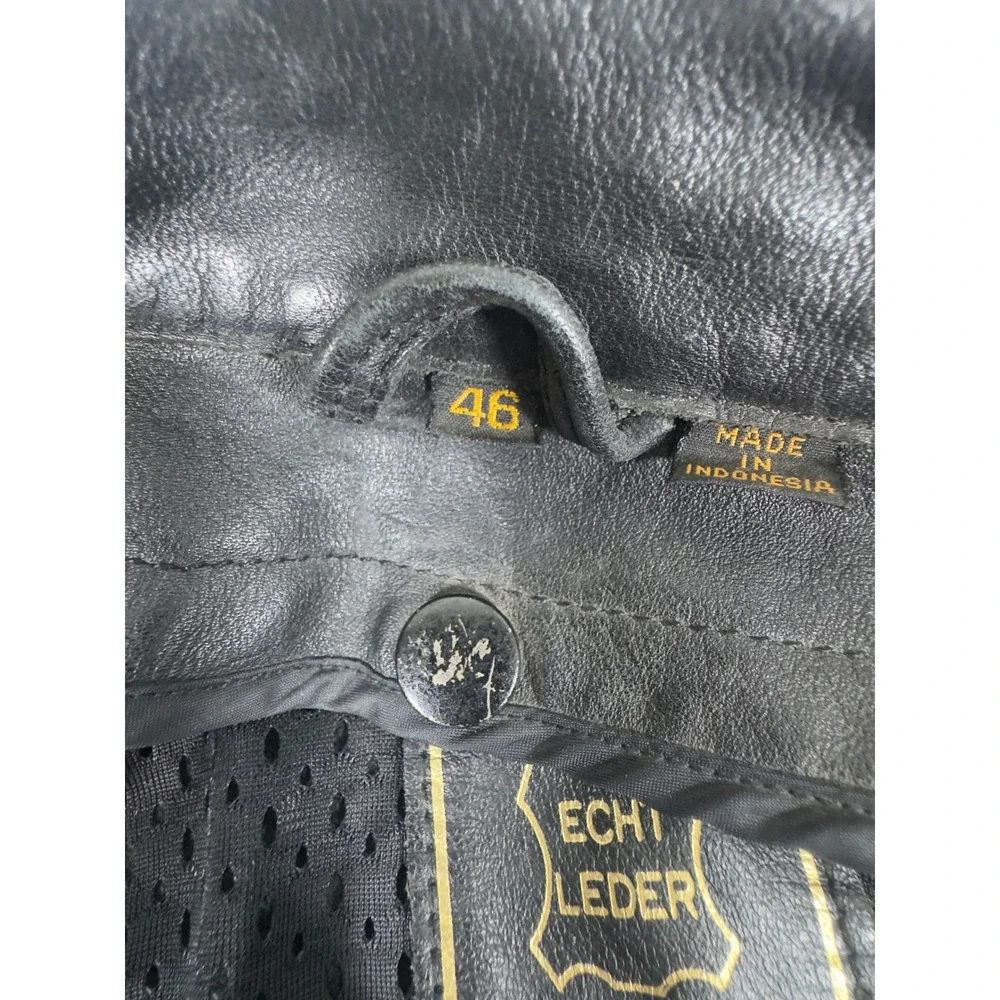 Vintage‎ Hein Gericke Leather Motorcycle Jacket Mens 46 Black 1995 Sturgis